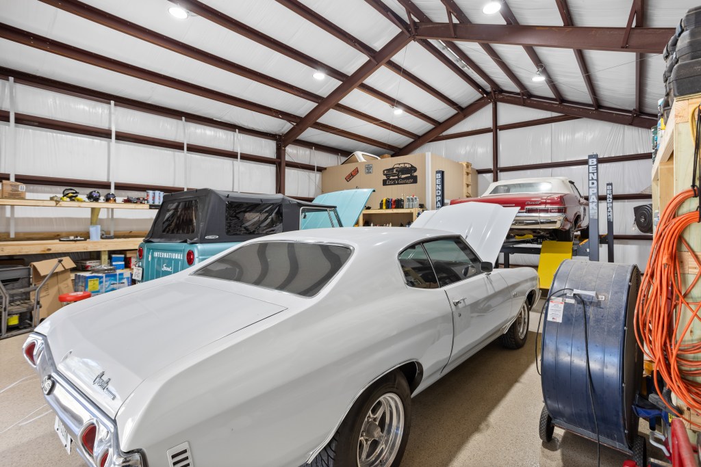 custom metal shop interior build with finished lighting and workspace texas contractor