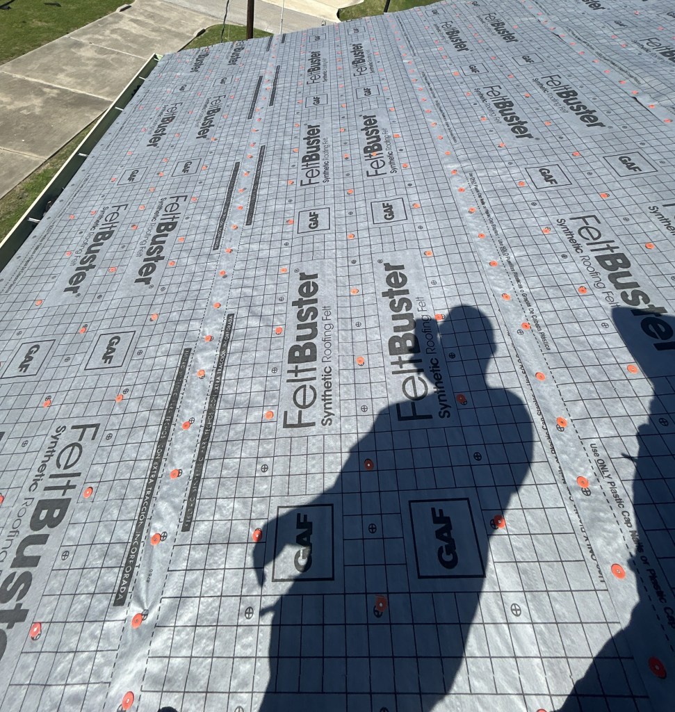 GAF FeltBuster synthetic roofing underlayment installed before shingles on a residential roof